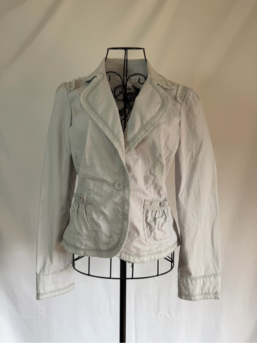 White House Black Market Light Gray Single-Button Blazer